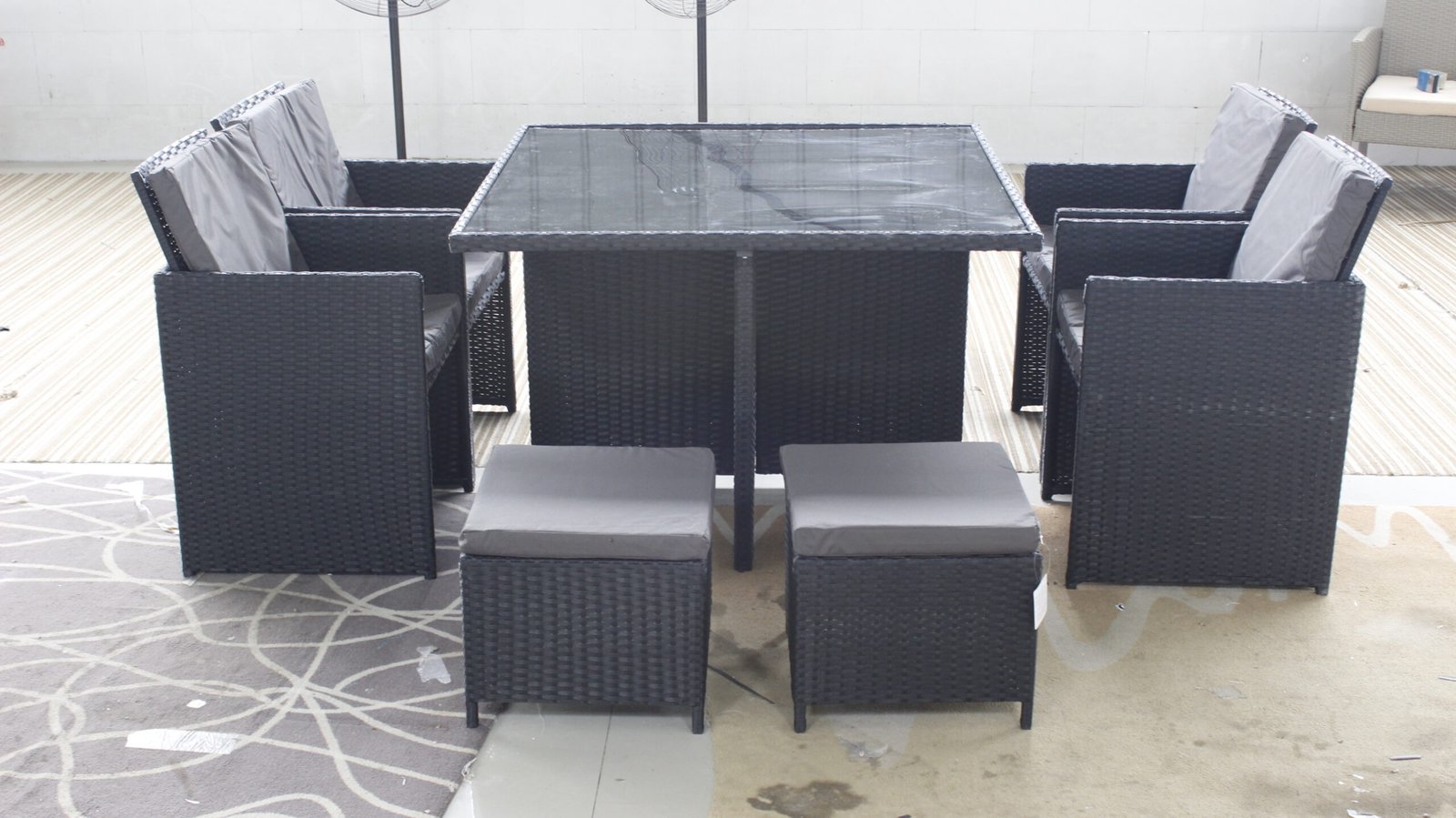 Mica 9pc Rattan Dining Table Set