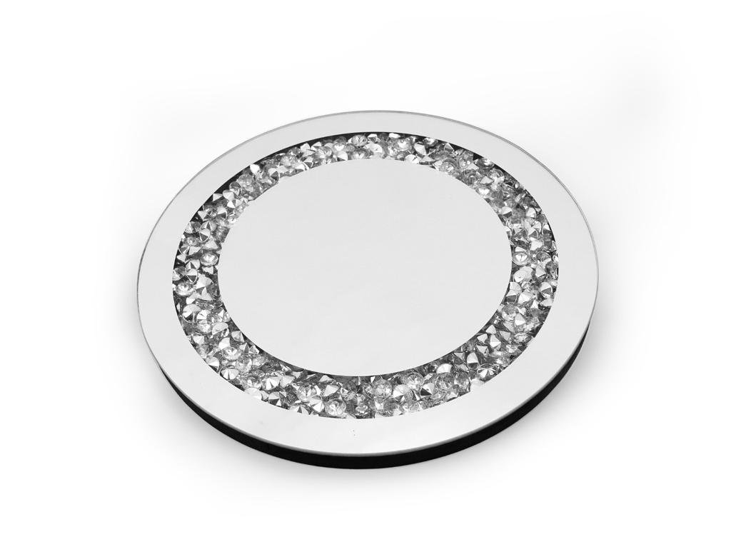 Mirrored Crushed Glass Round Candle Plate
